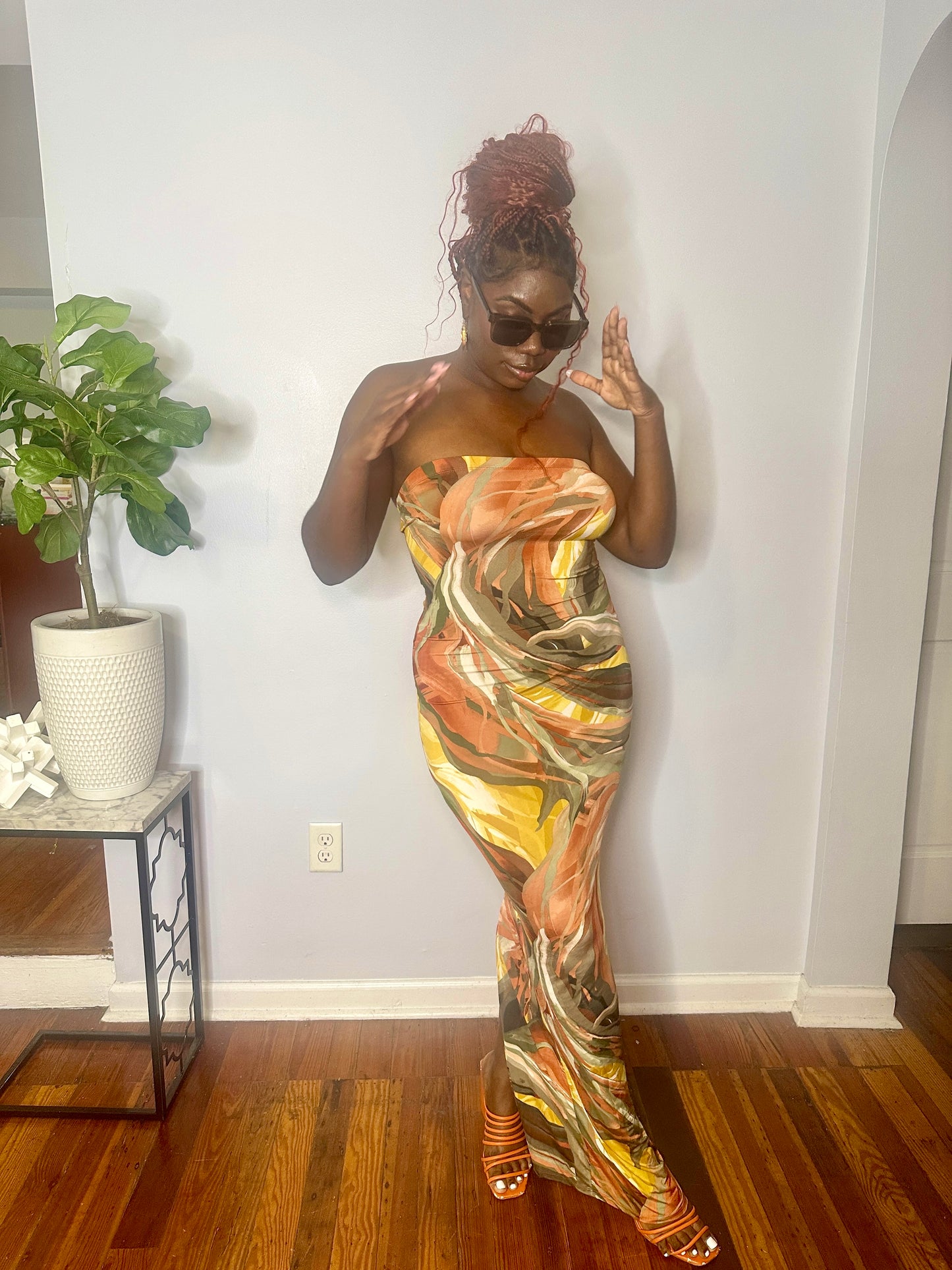 Top Tier Printed Halter Maxi Dress