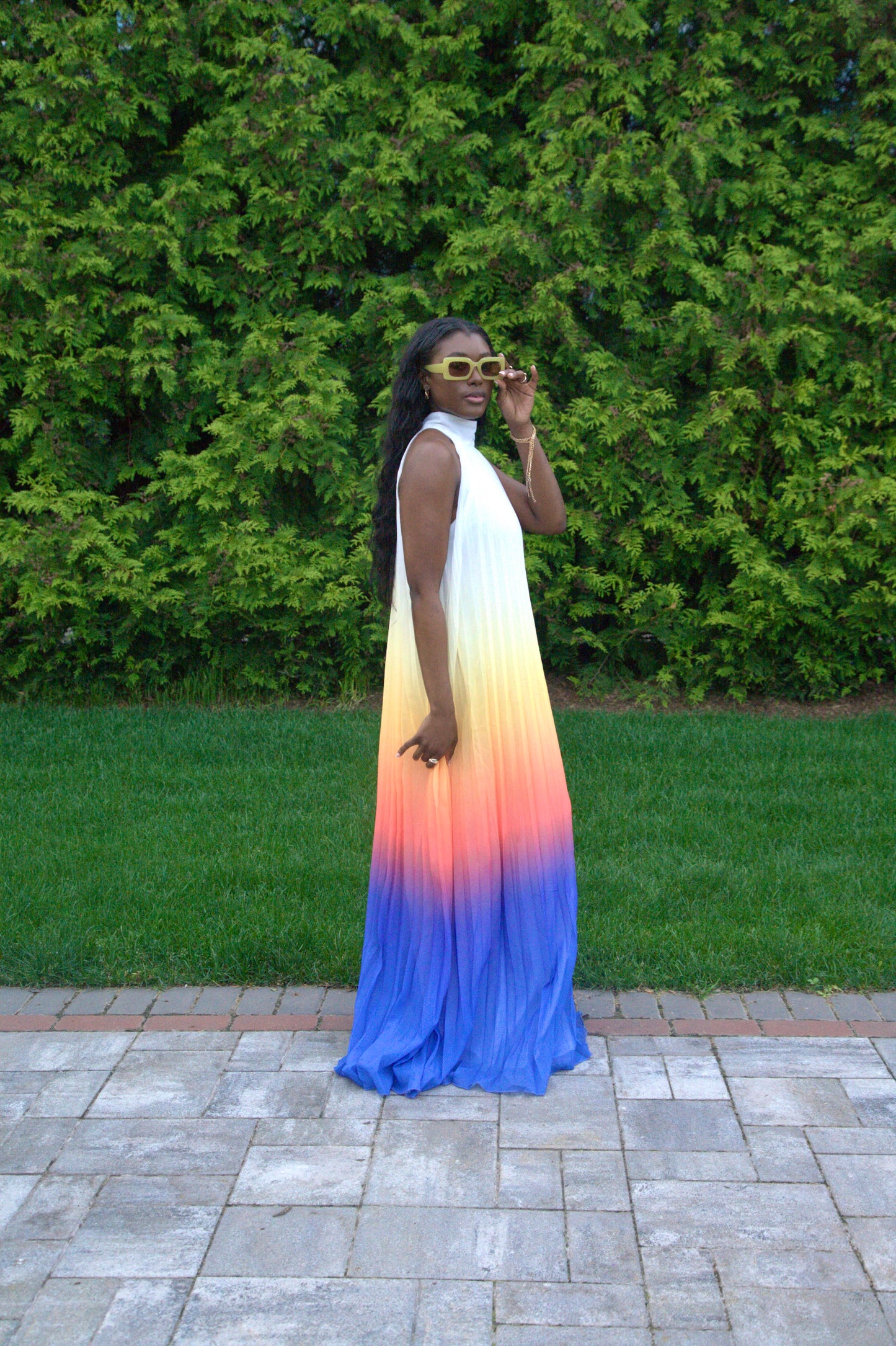 Summer Sunset Maxi Dress ( Multicolor)