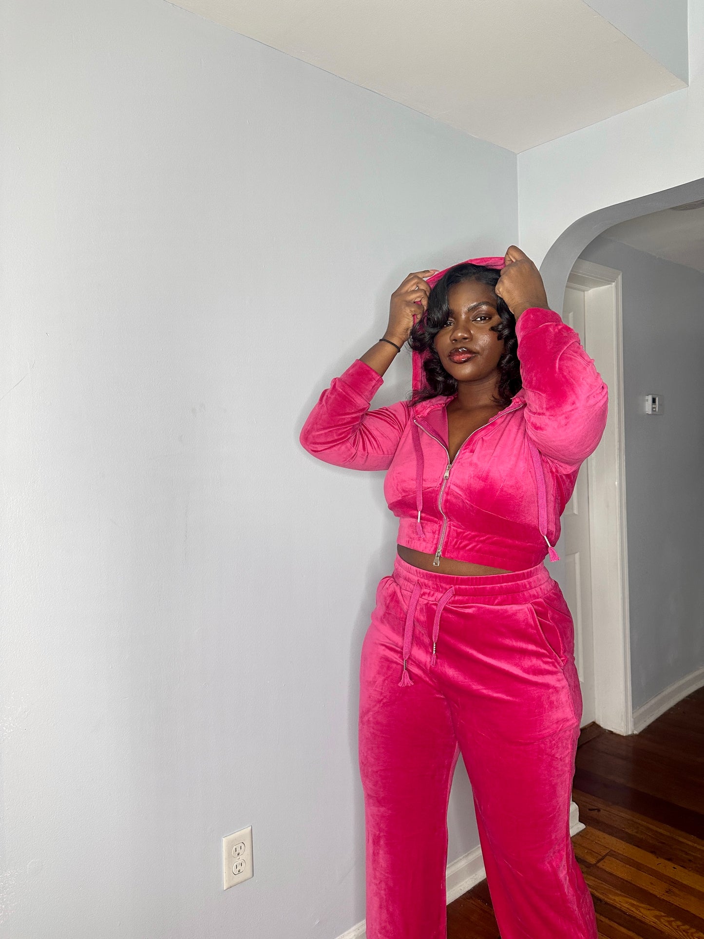 Velvet Crush Velour Set Pink