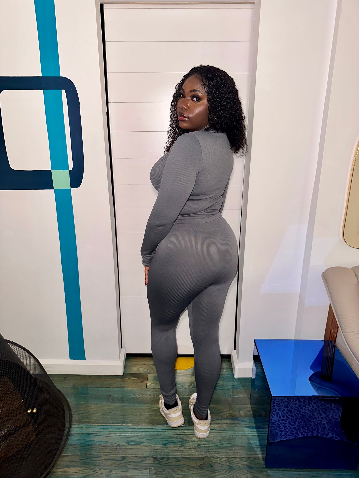 Members Only Ribbed Grey Set