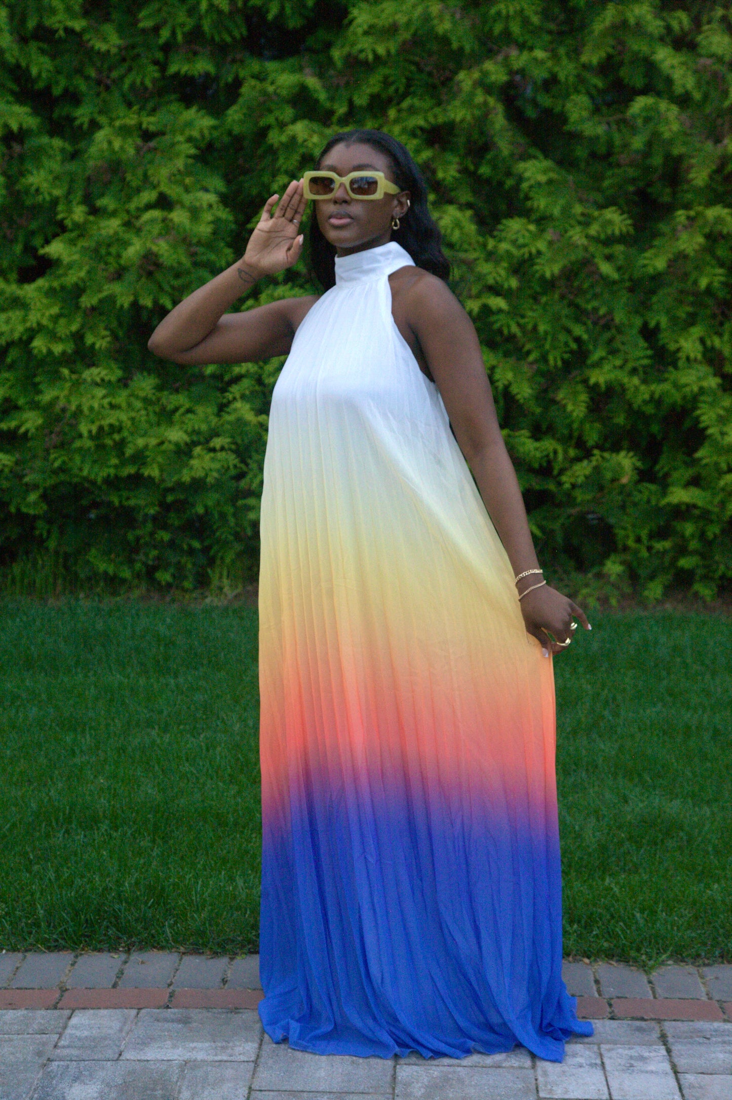 Summer Sunset Maxi Dress ( Multicolor)