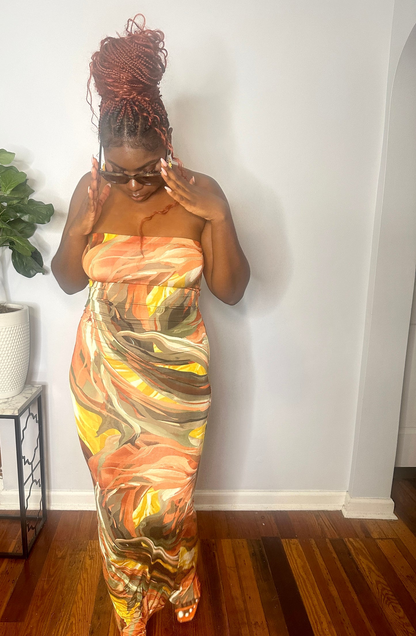 Top Tier Printed Halter Maxi Dress