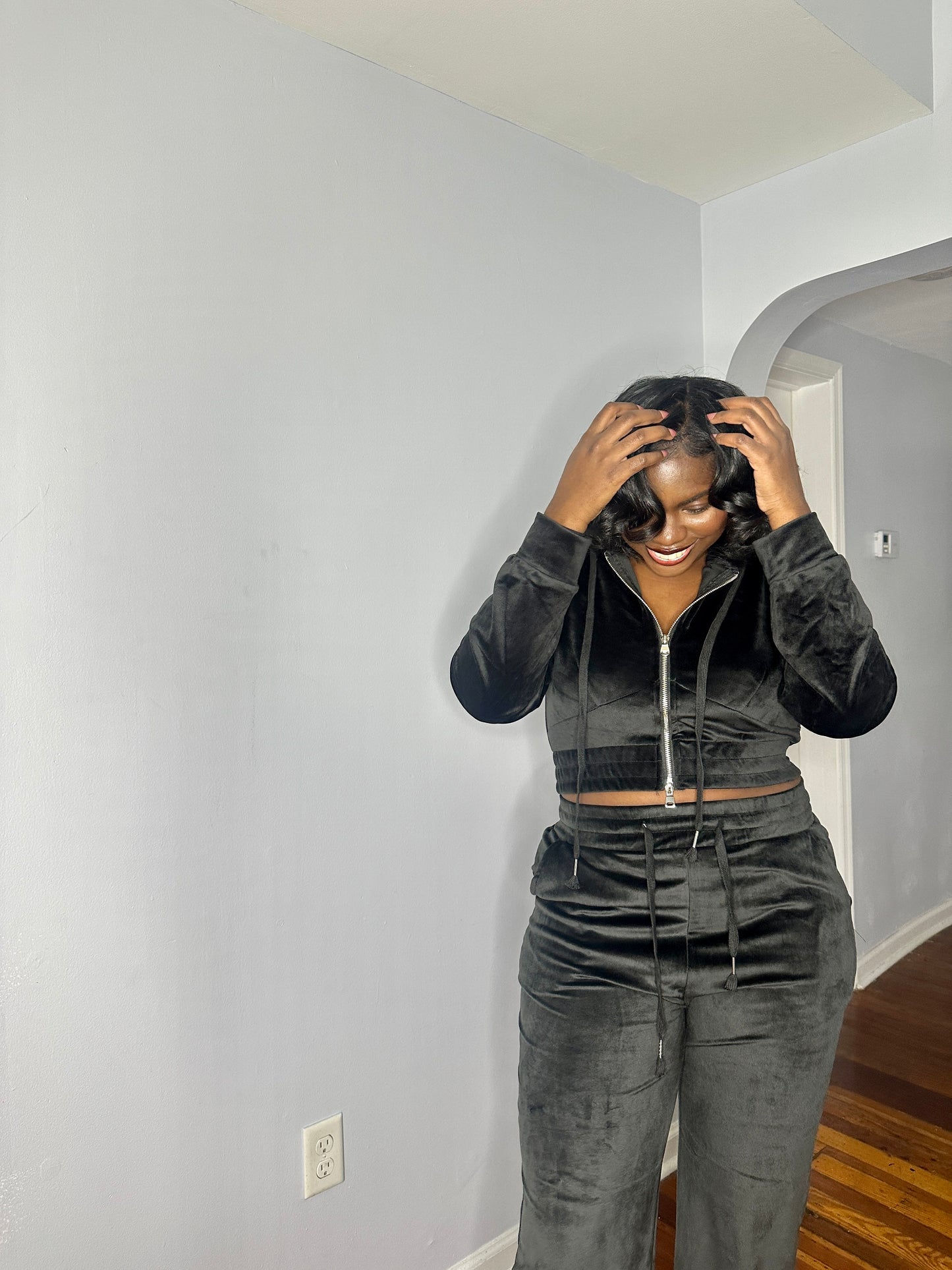 Velvet Crush Velour Set Black