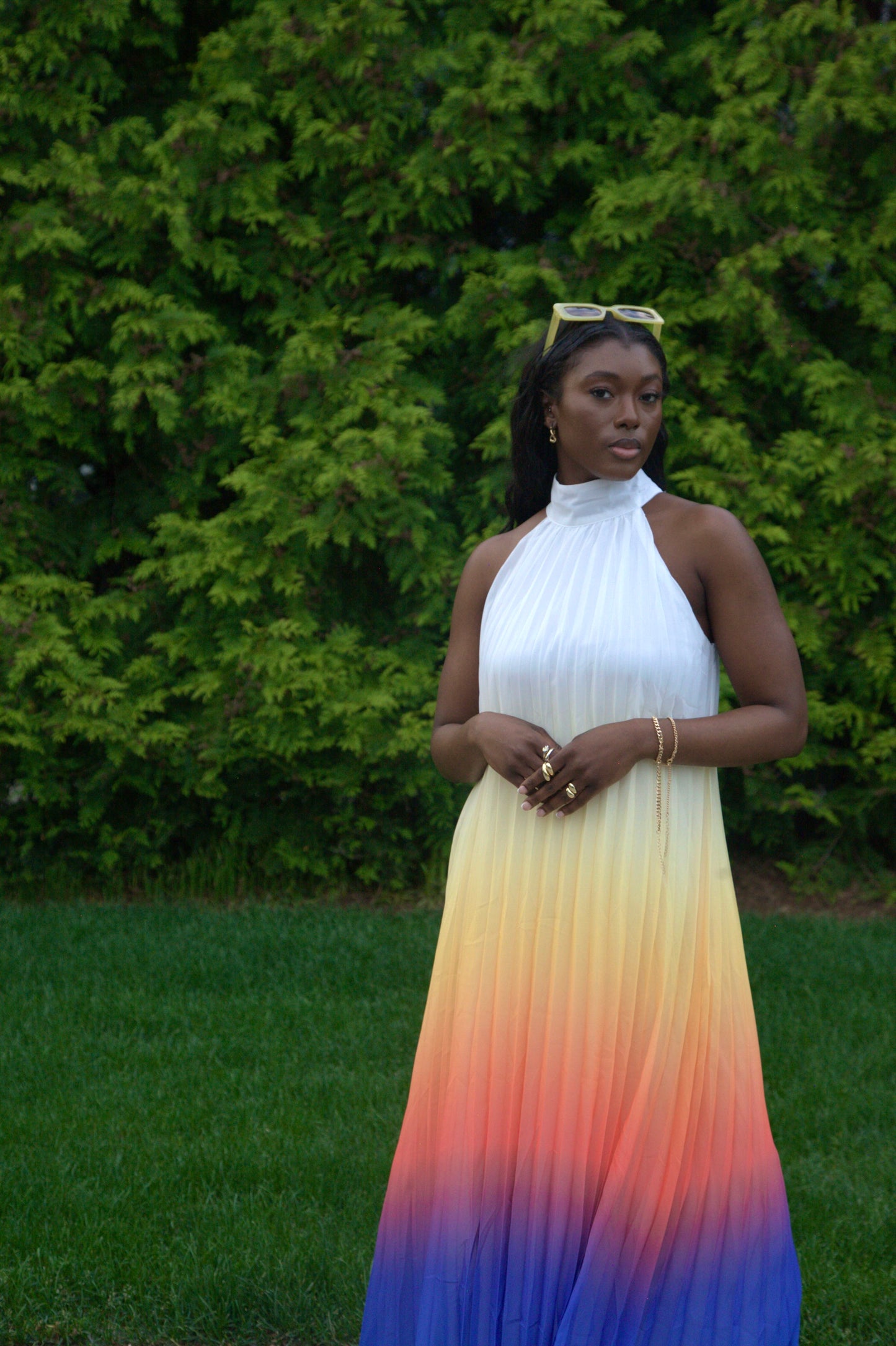 Summer Sunset Maxi Dress ( Multicolor)