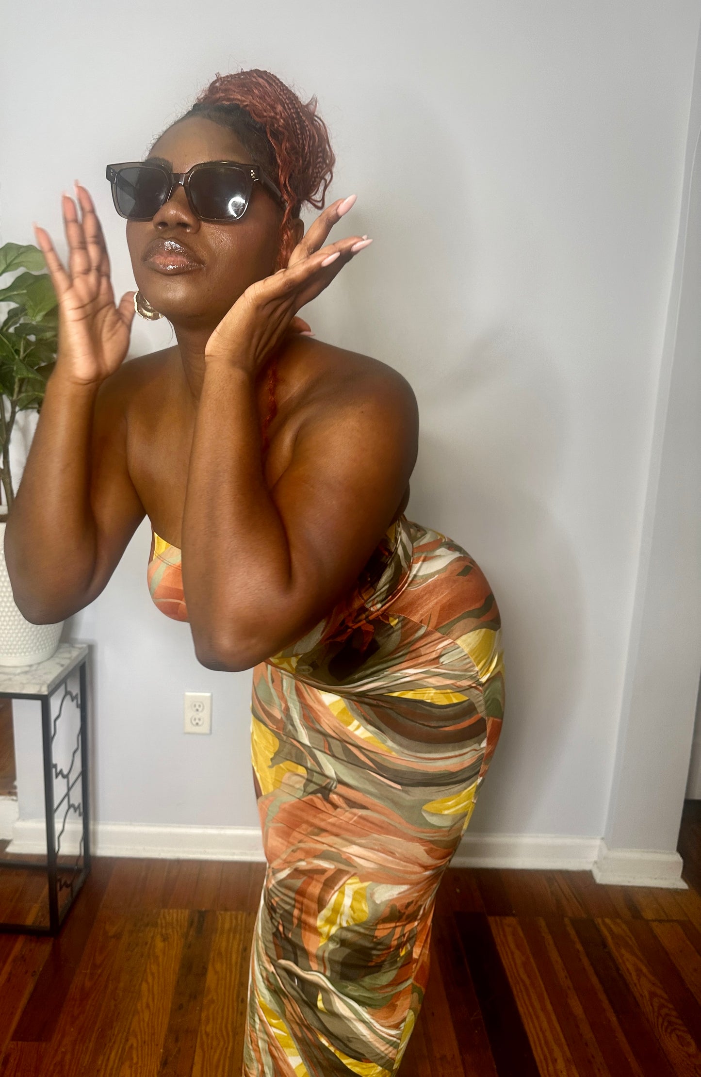 Top Tier Printed Halter Maxi Dress