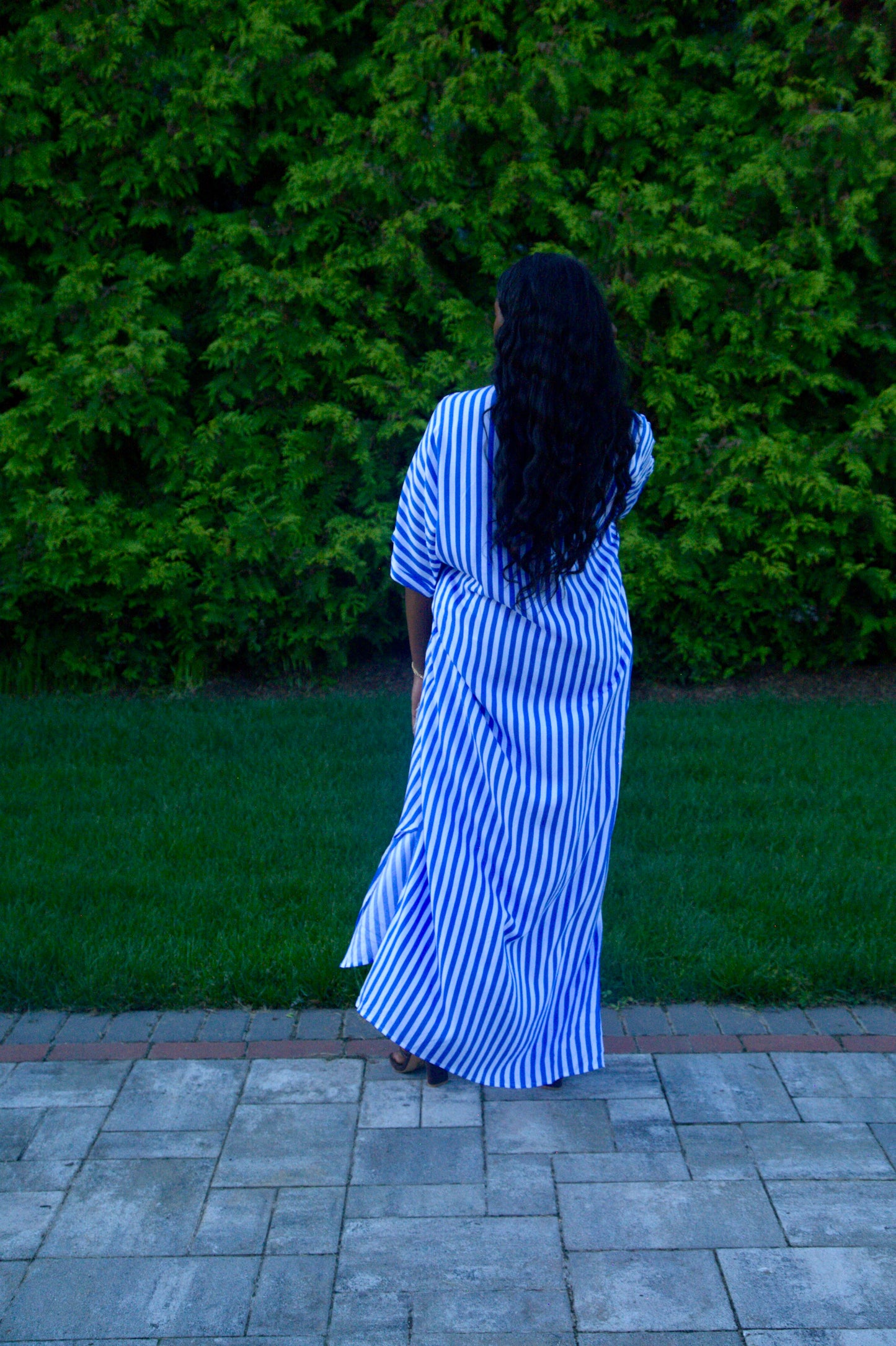 Stripe Me Down Shirt Dress (White and Blue)