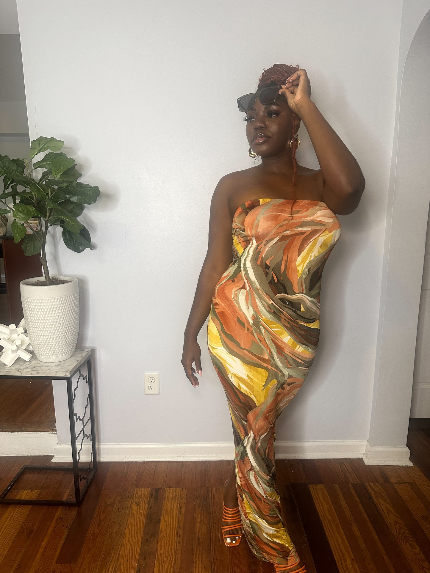 Top Tier Printed Halter Maxi Dress