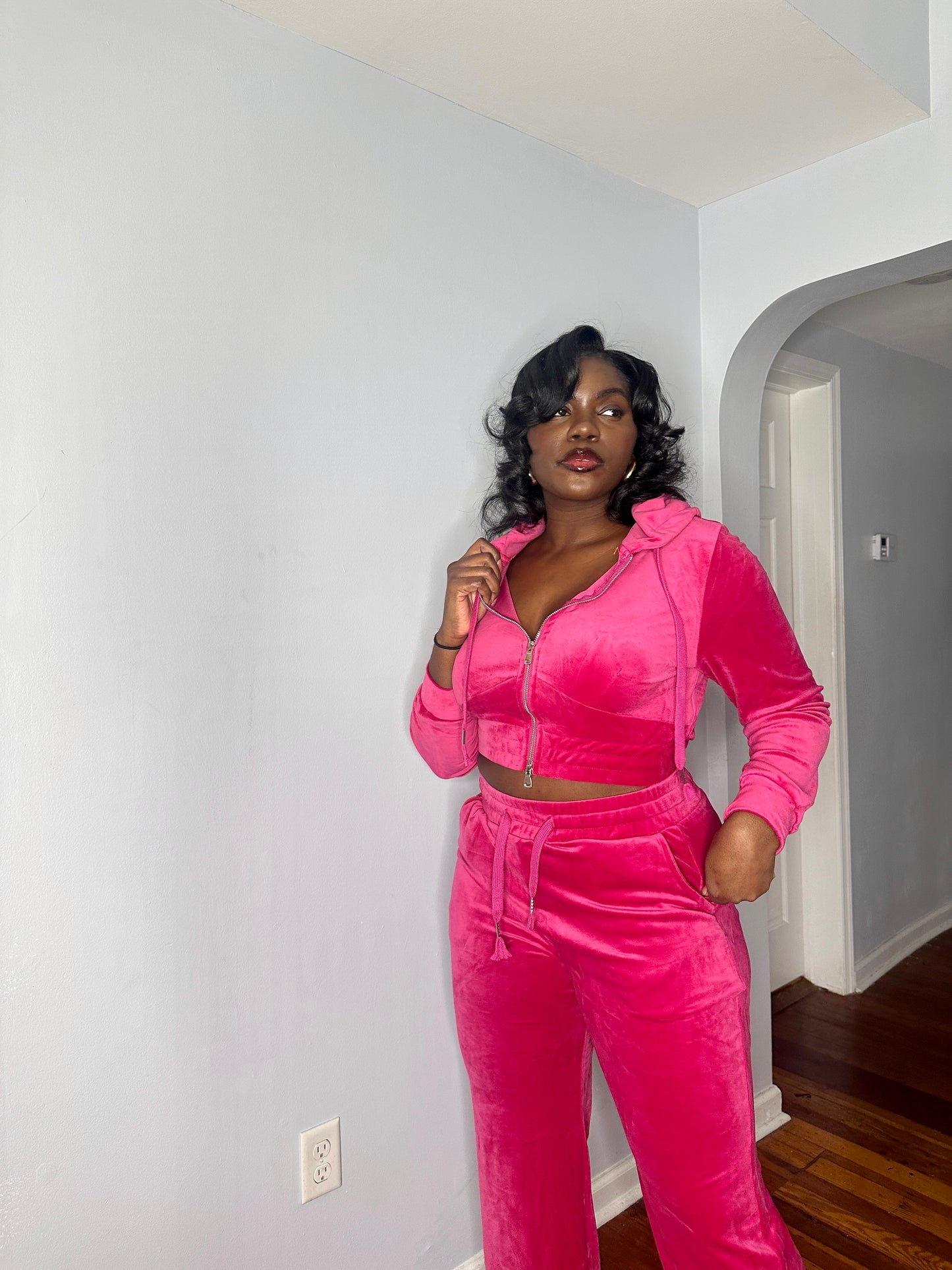 Velvet Crush Velour Set Pink