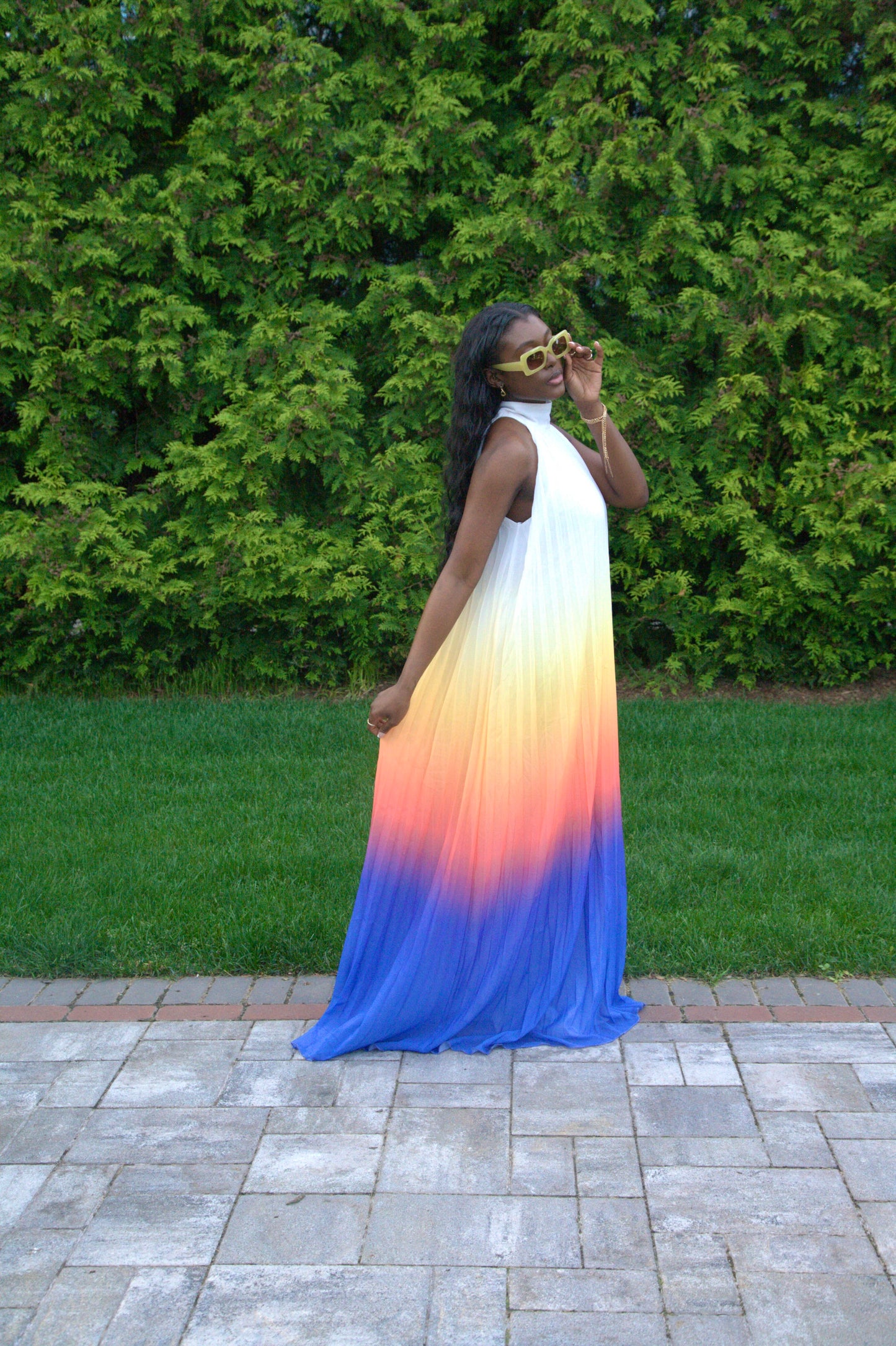 Summer Sunset Maxi Dress ( Multicolor)
