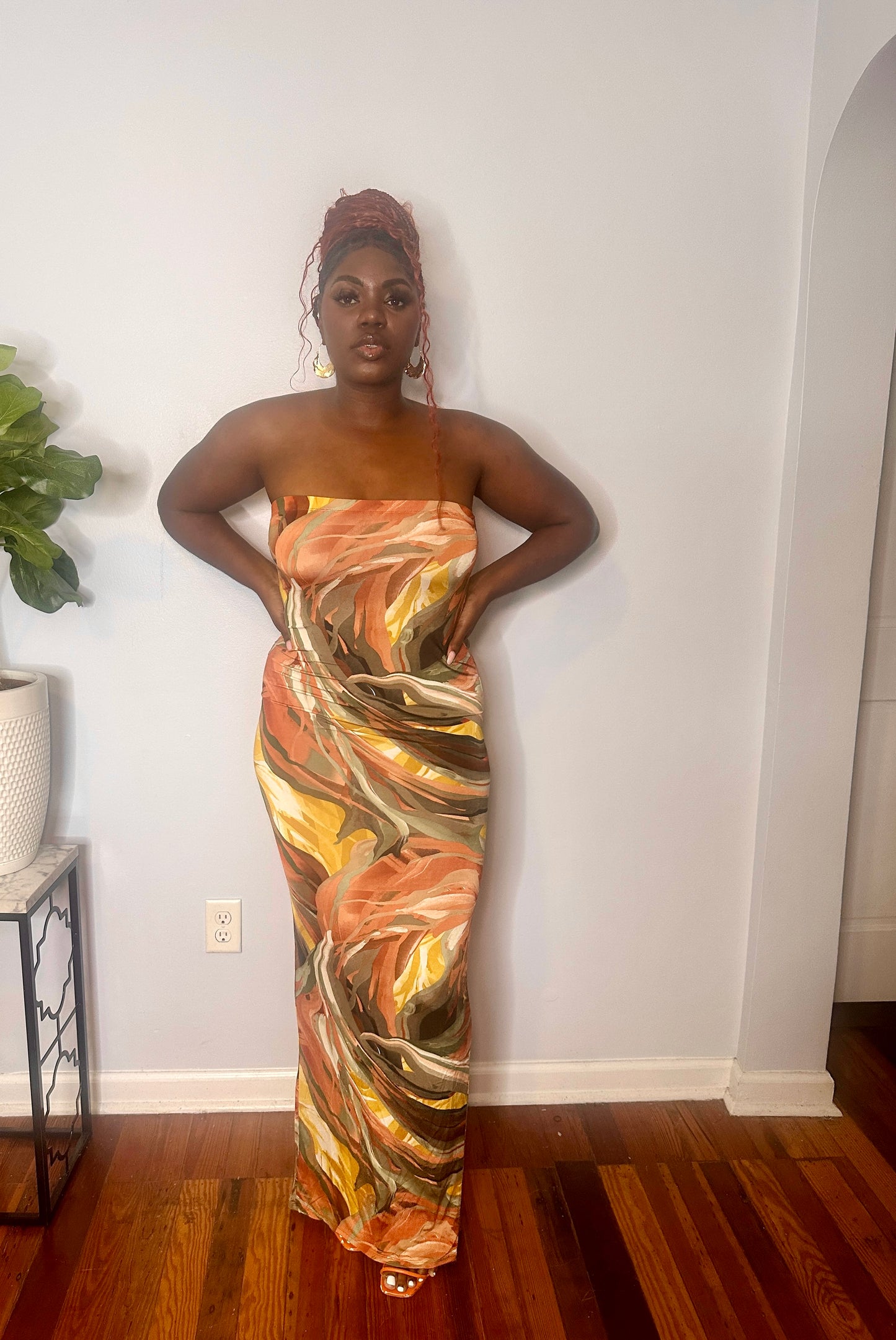 Top Tier Printed Halter Maxi Dress