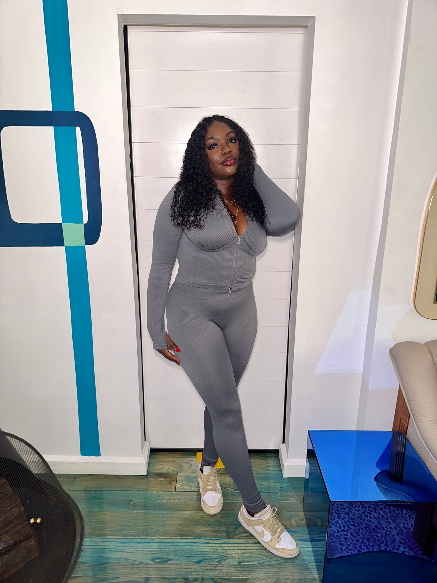 Members Only Ribbed Grey Set