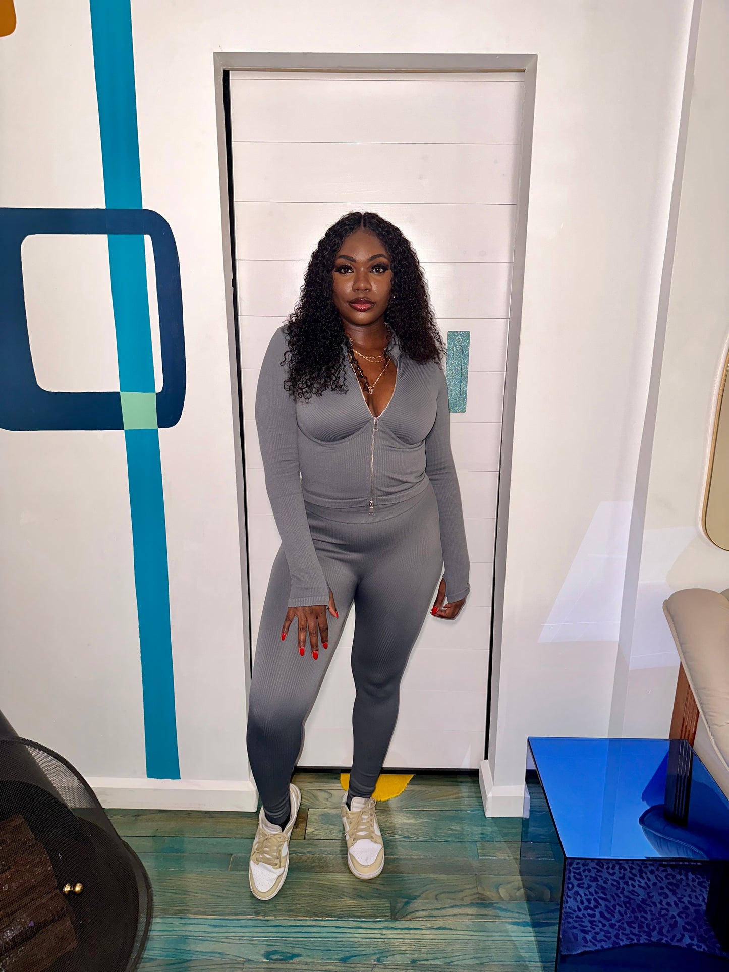 Members Only Ribbed Grey Set