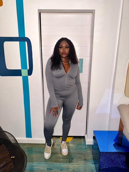 Members Only Ribbed Grey Set