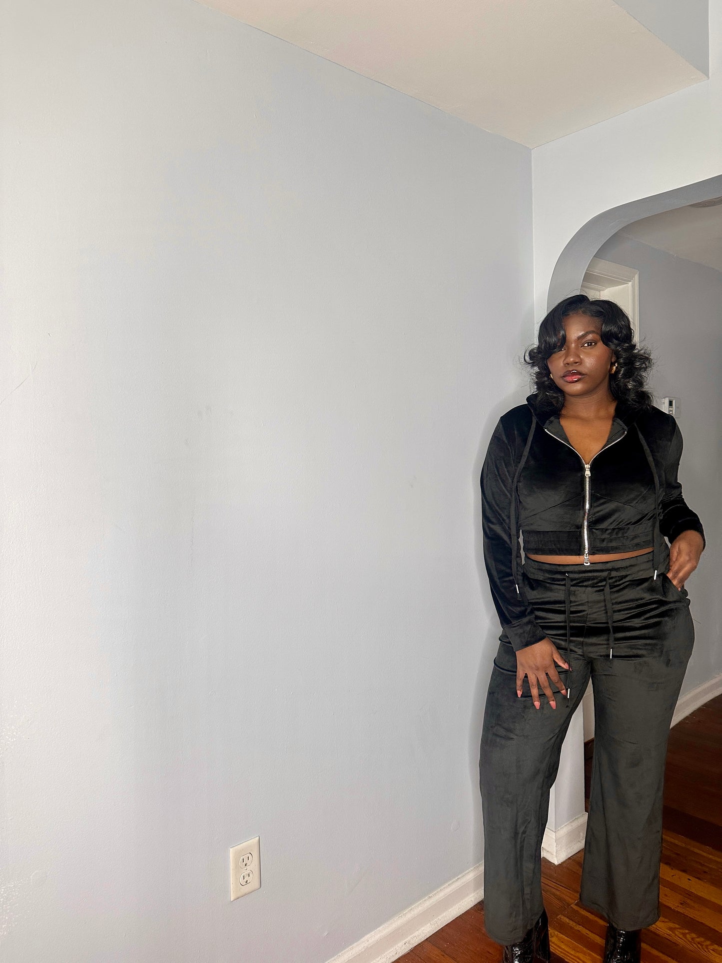 Velvet Crush Velour Set Black