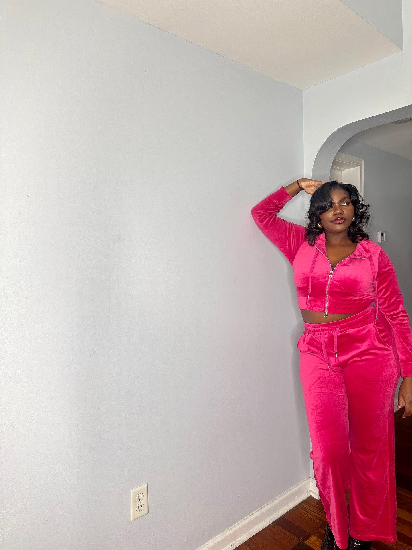 Velvet Crush Velour Set Pink