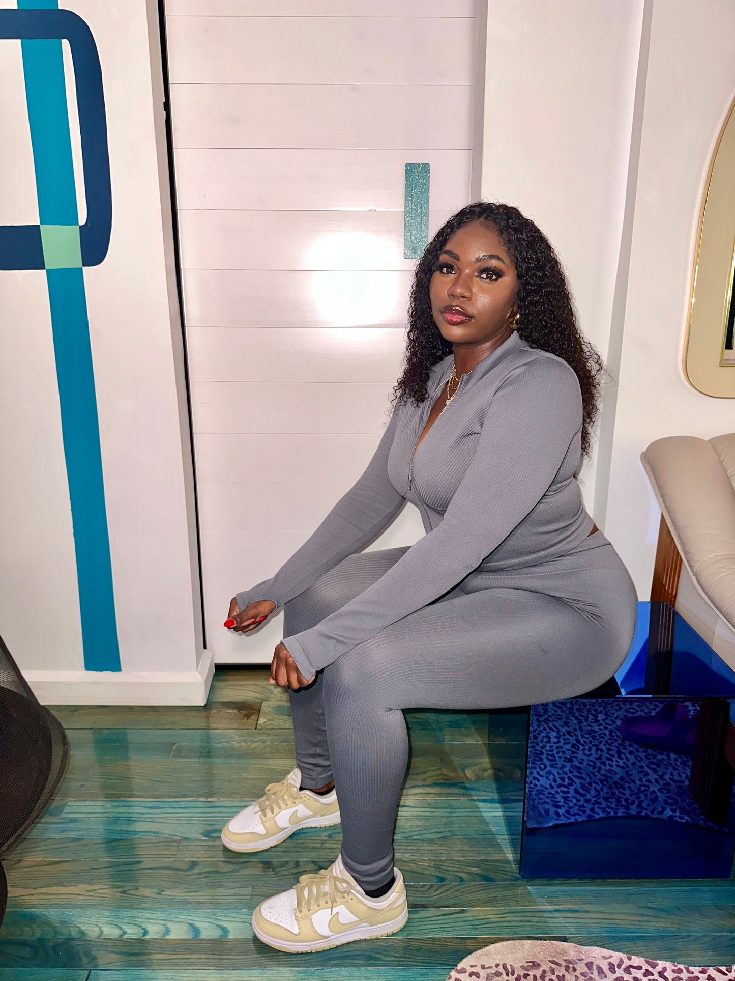 Members Only Ribbed Grey Set